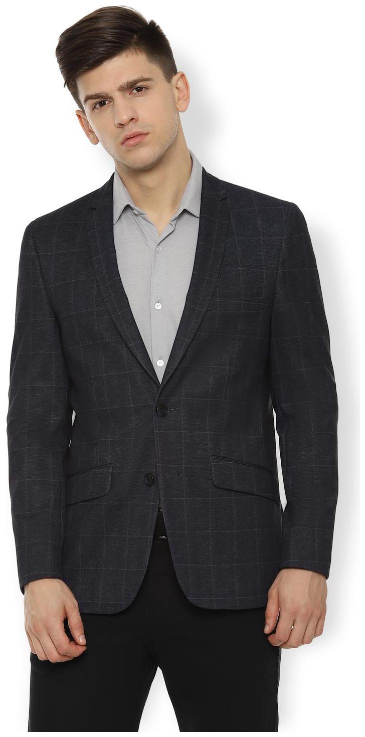 

Van Heusen Men Blue Checked Slim fit Single Breasted Blazer