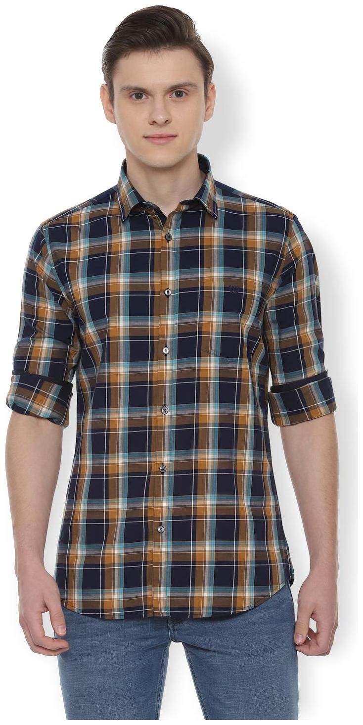 

Van Heusen Men Blue Checked Slim Fit Casual Shirt
