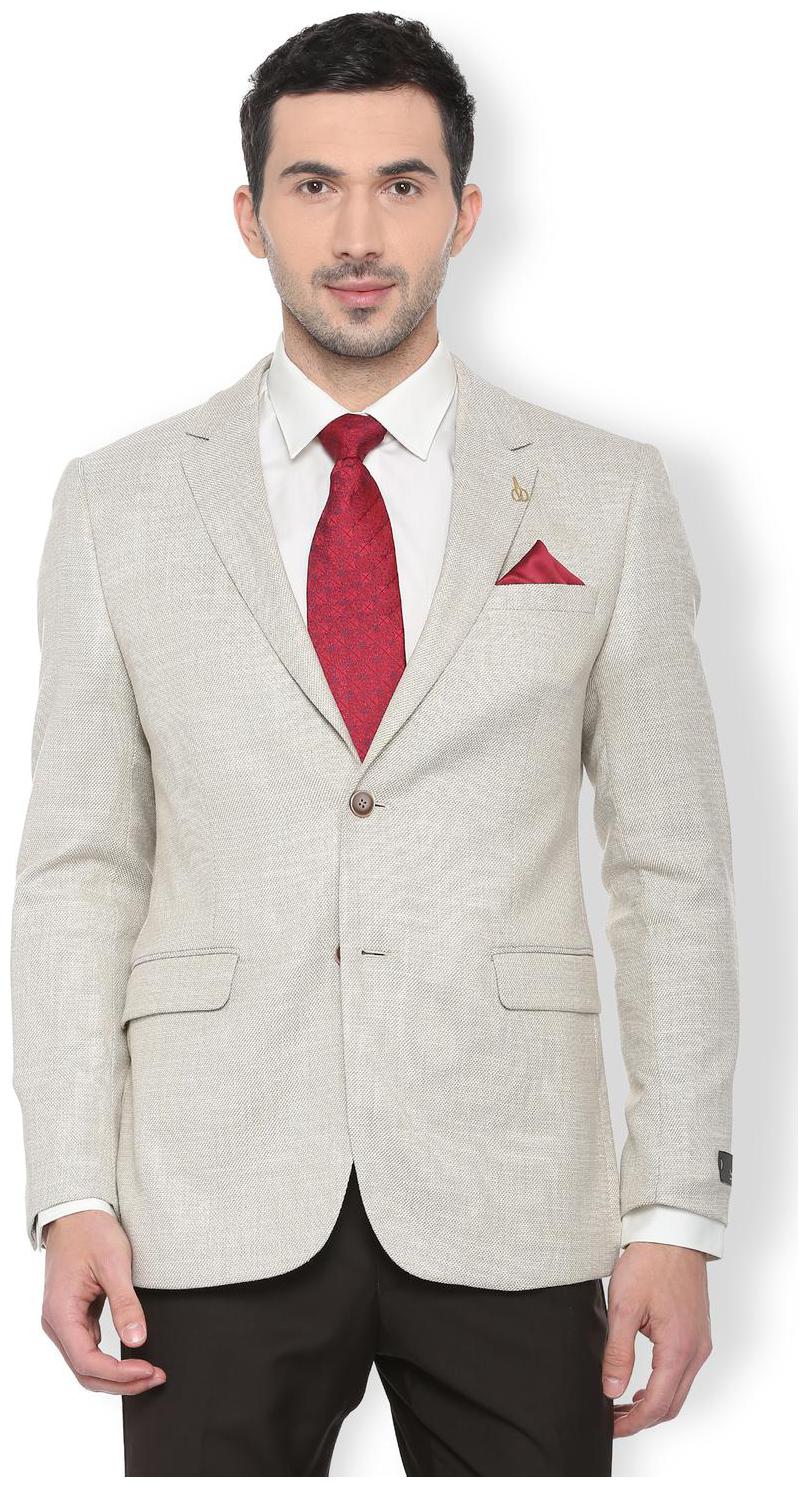 

Van Heusen Men Beige Textured Slim fit Single Breasted Blazer