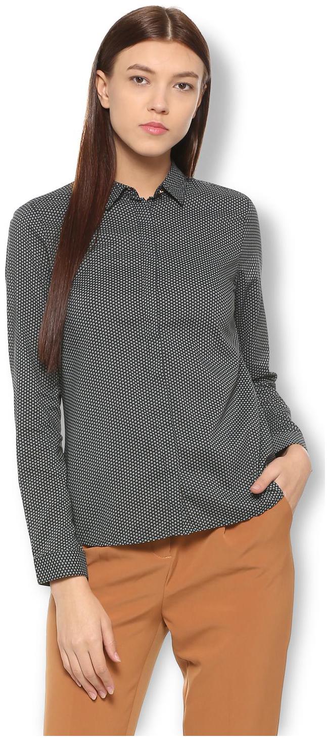 

Van Heusen Women Black Printed Regular Fit Shirt