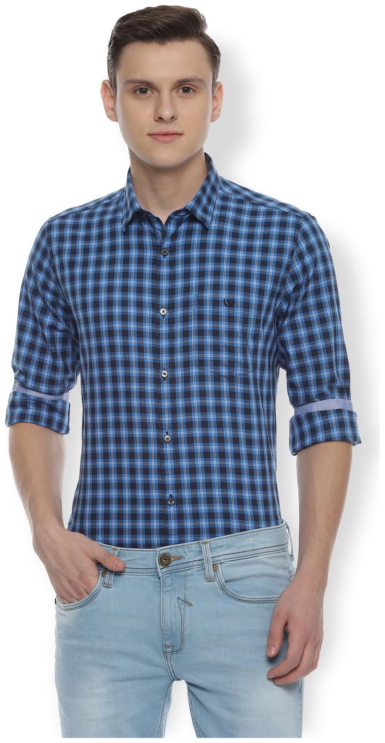 

Van Heusen Men Blue Checked Slim Fit Casual Shirt
