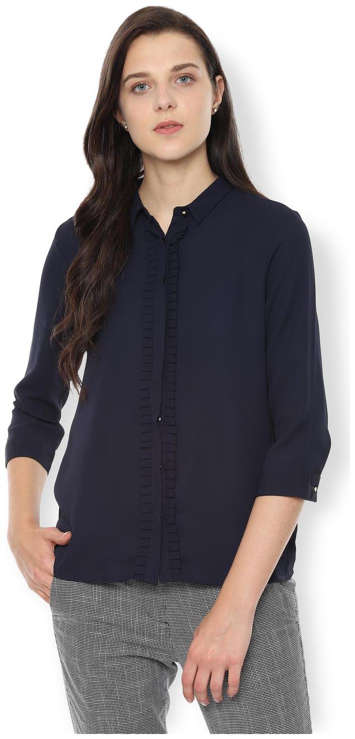 

Van Heusen Women Blue Solid Regular Fit Shirt
