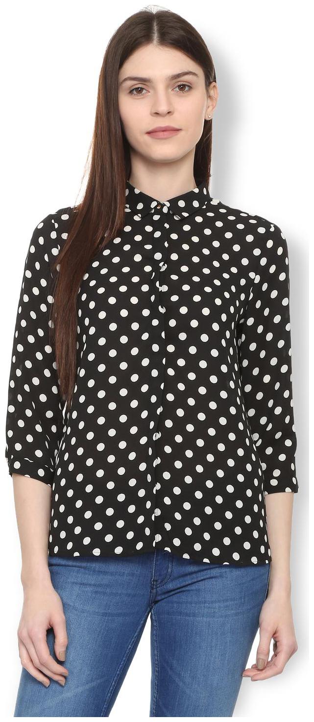 

Van Heusen Women Black Printed Regular Fit Shirt