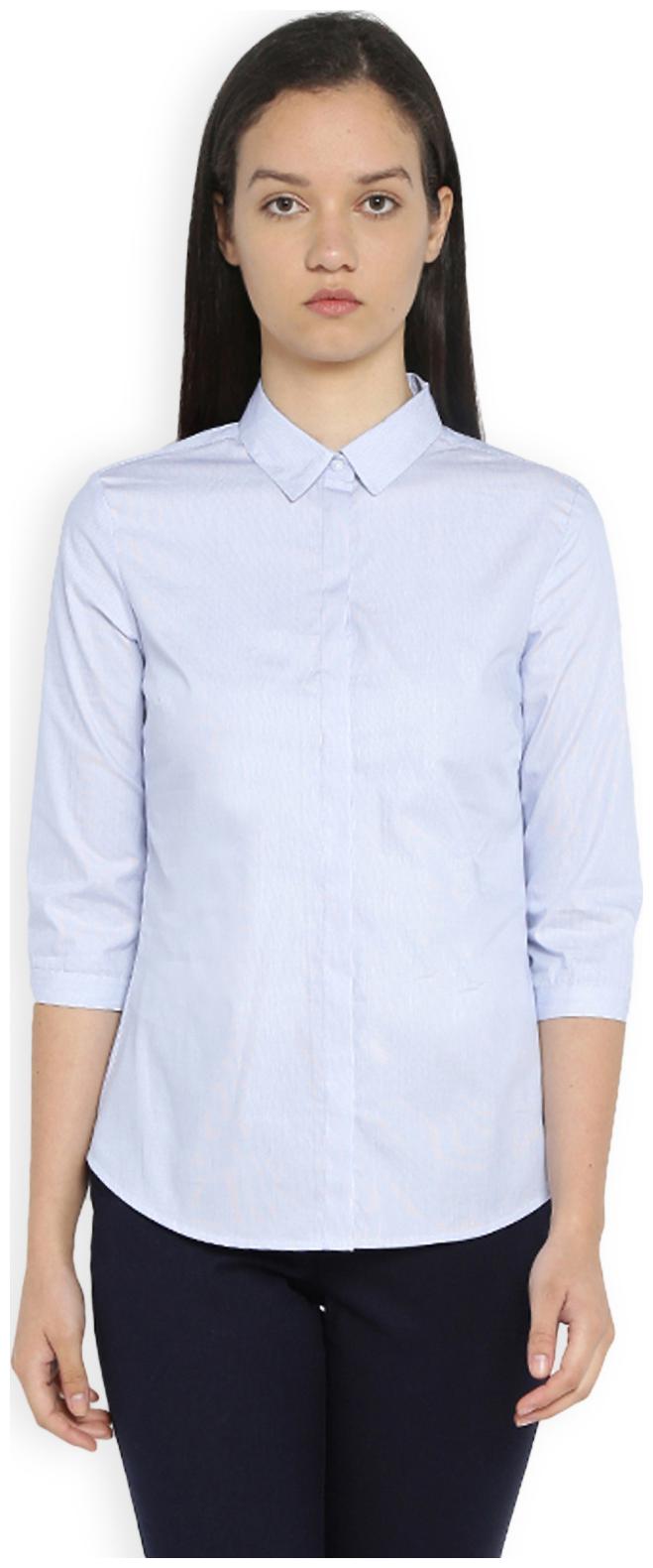 

Van Heusen Women Blue Striped Regular Fit Shirt