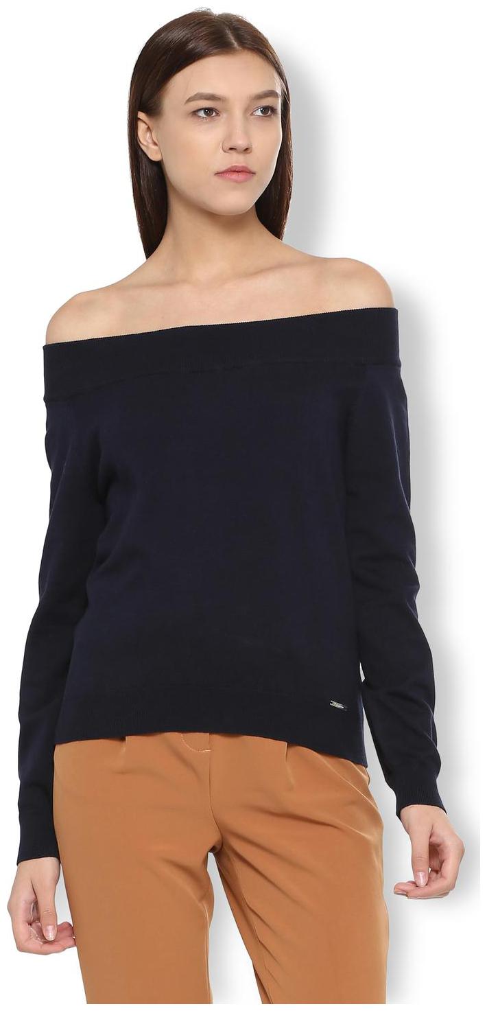 

Van Heusen Women Self design Regular top - Blue