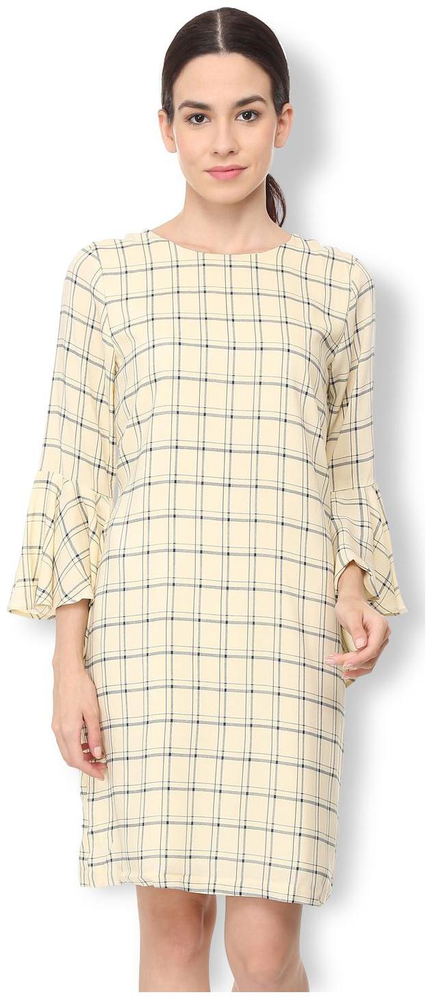 

Van Heusen Beige Checked A-line dress