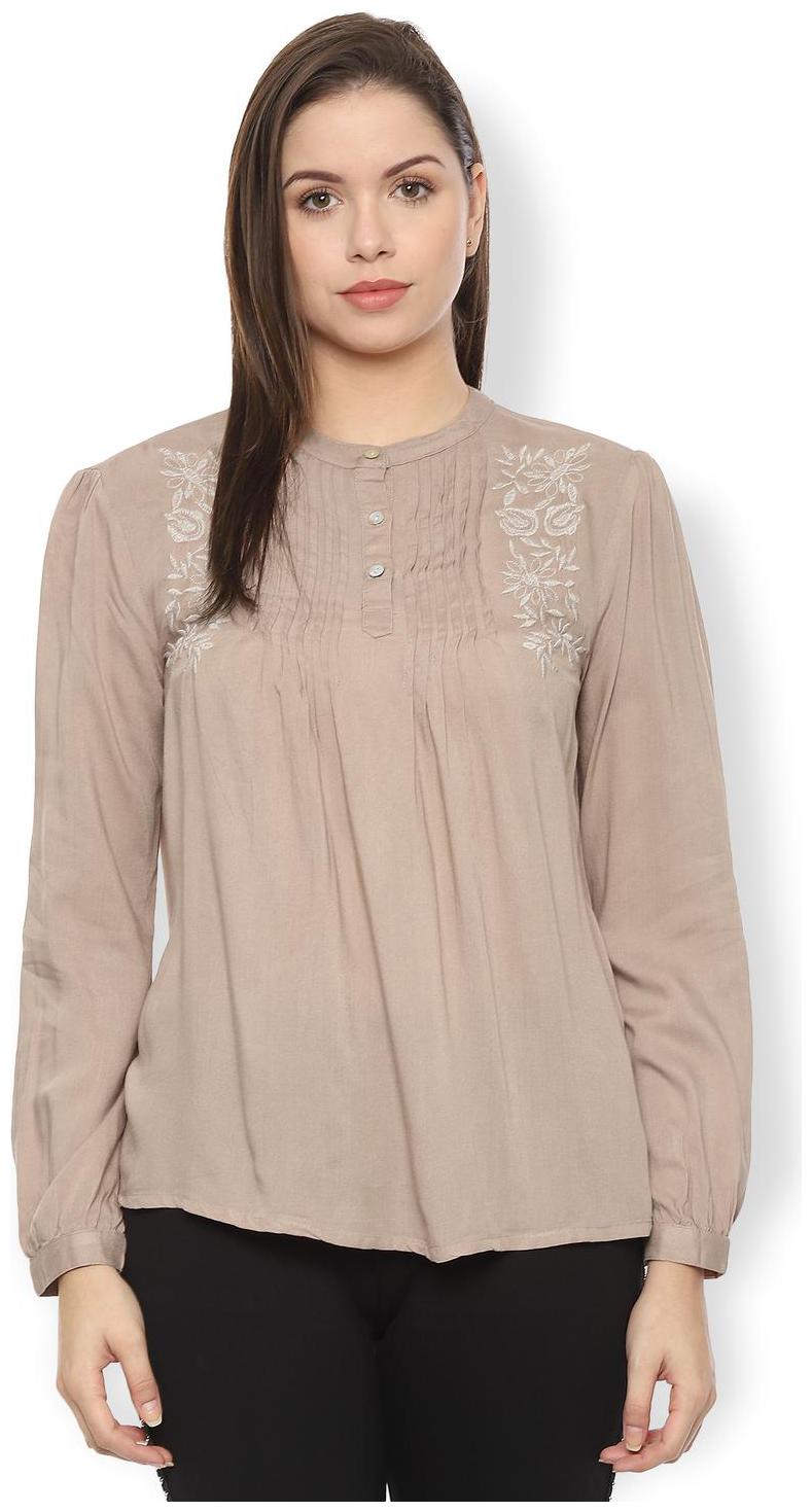 

Van Heusen Women Embroidered Regular top - Beige