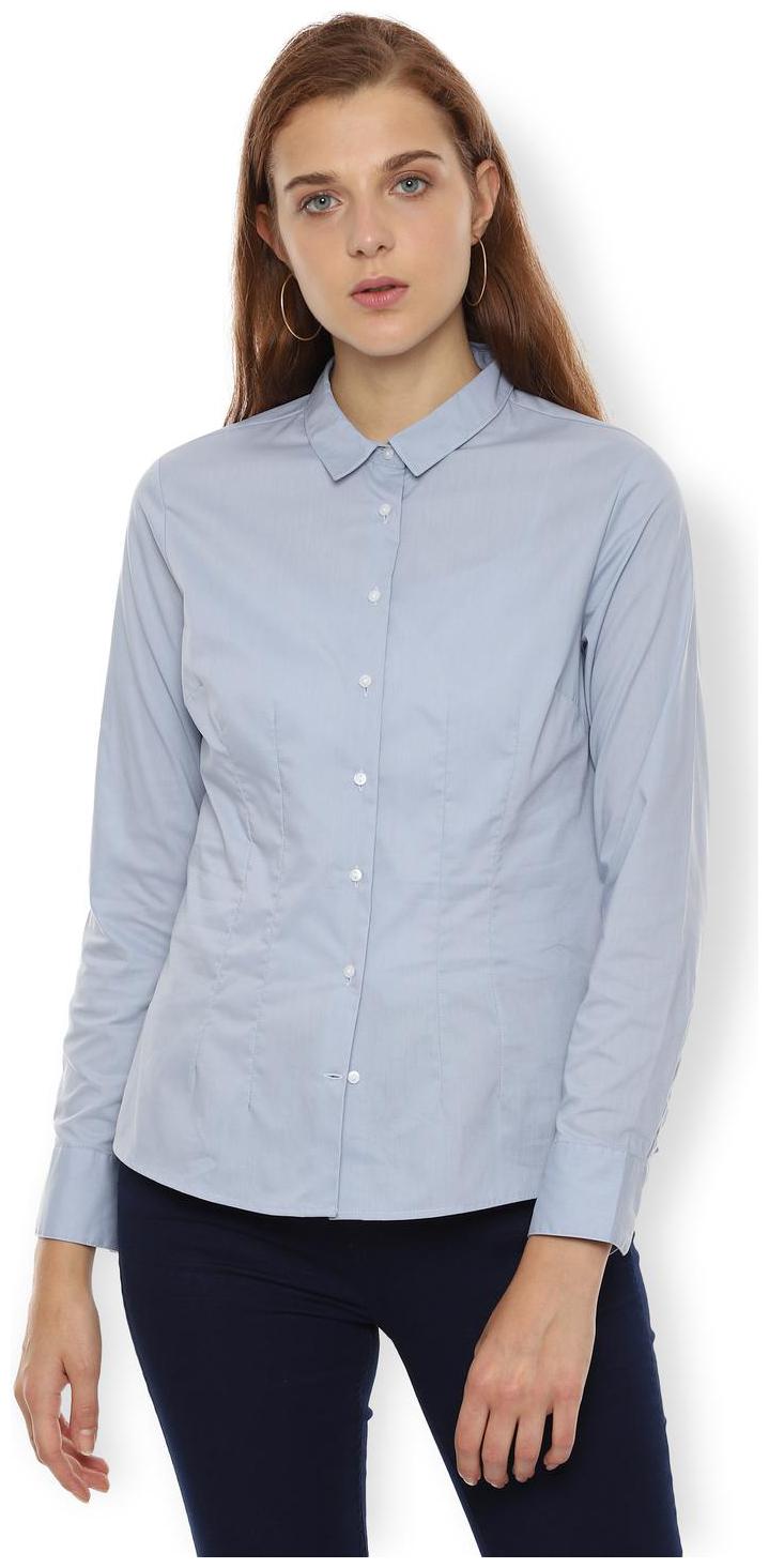 

Van Heusen Women Blue Solid Regular Fit Shirt