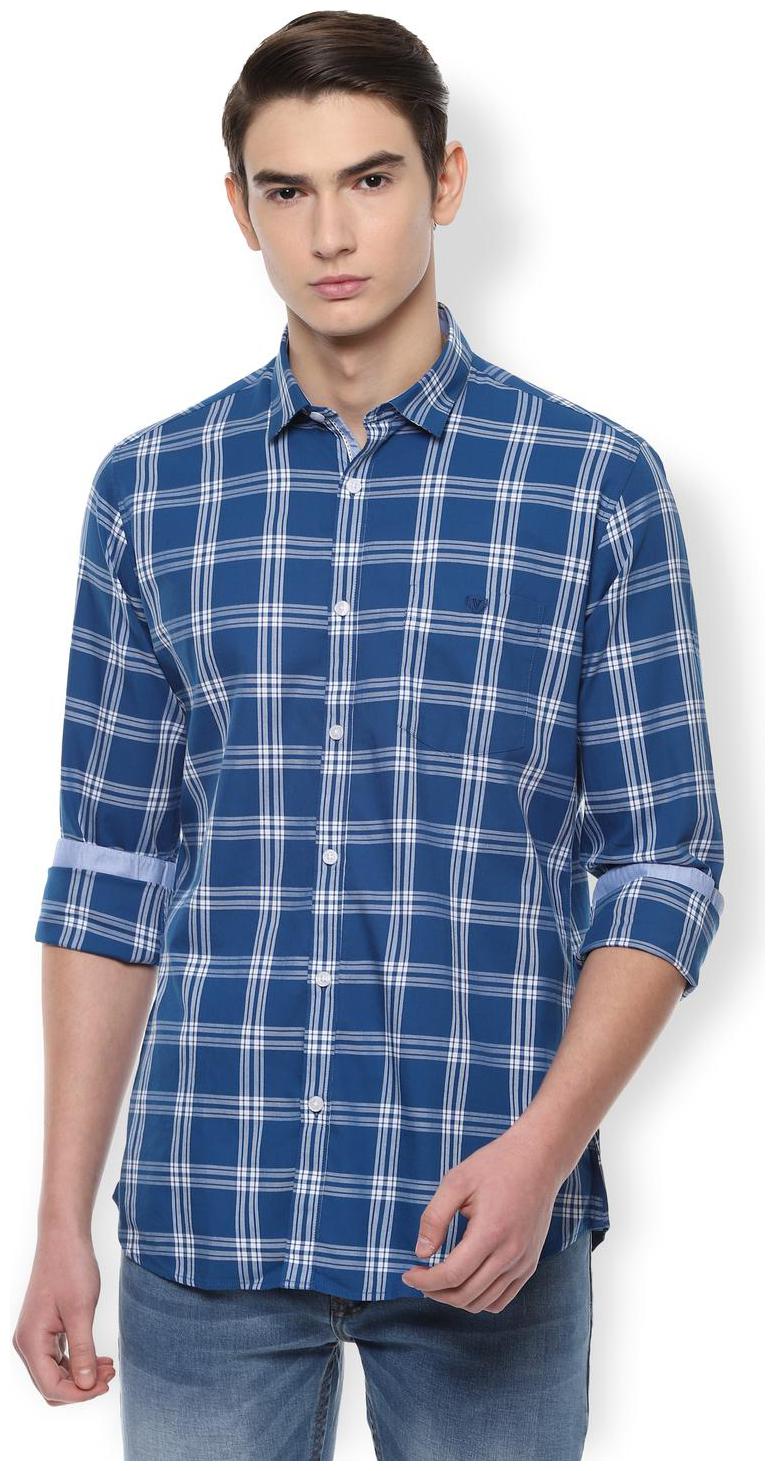 

Van Heusen Men Blue Checked Slim Fit Casual Shirt