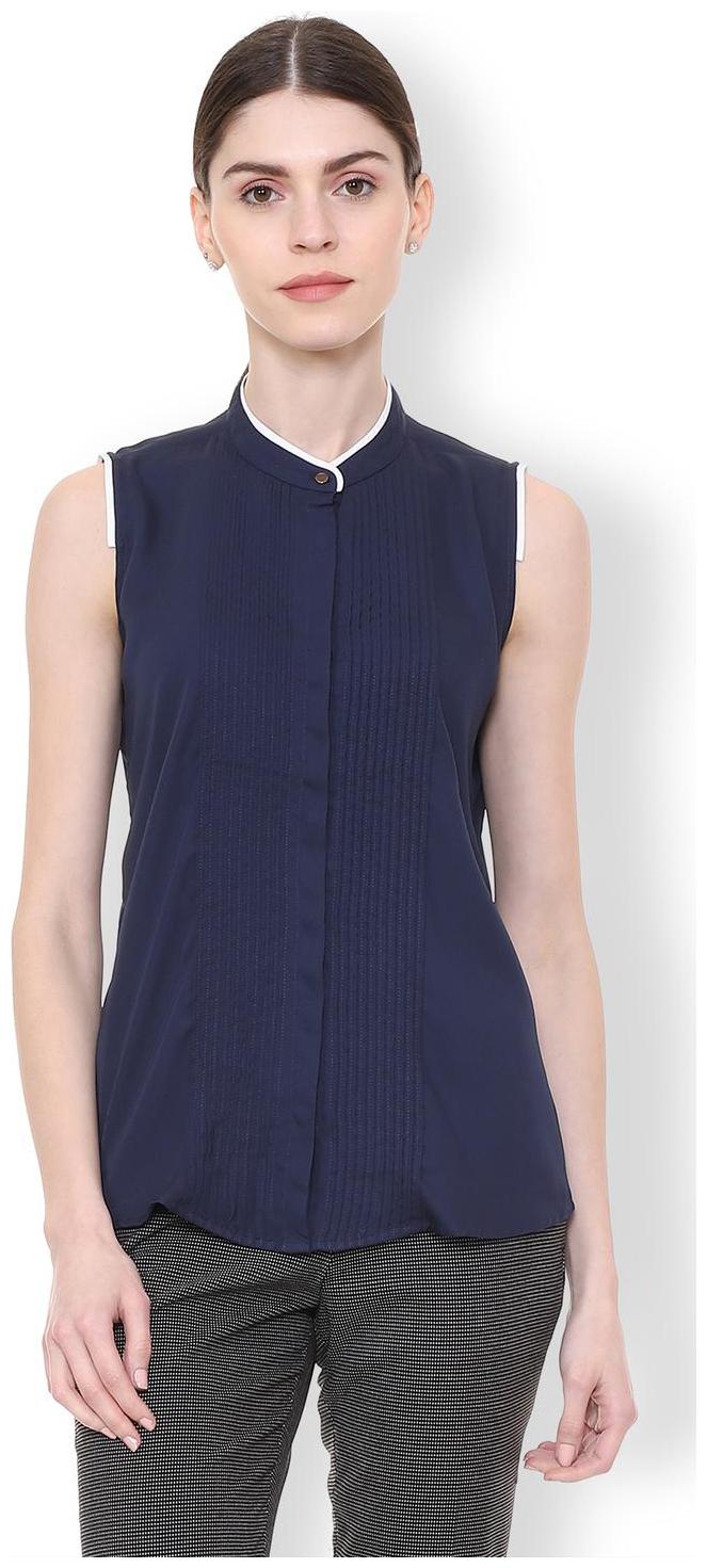 

Van Heusen Women Blue Solid Regular Fit Shirt