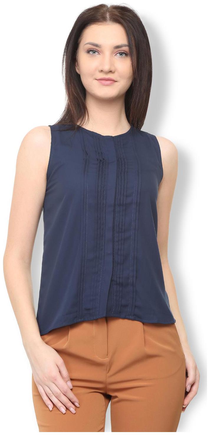 

Van Heusen Women Self design Regular top - Blue