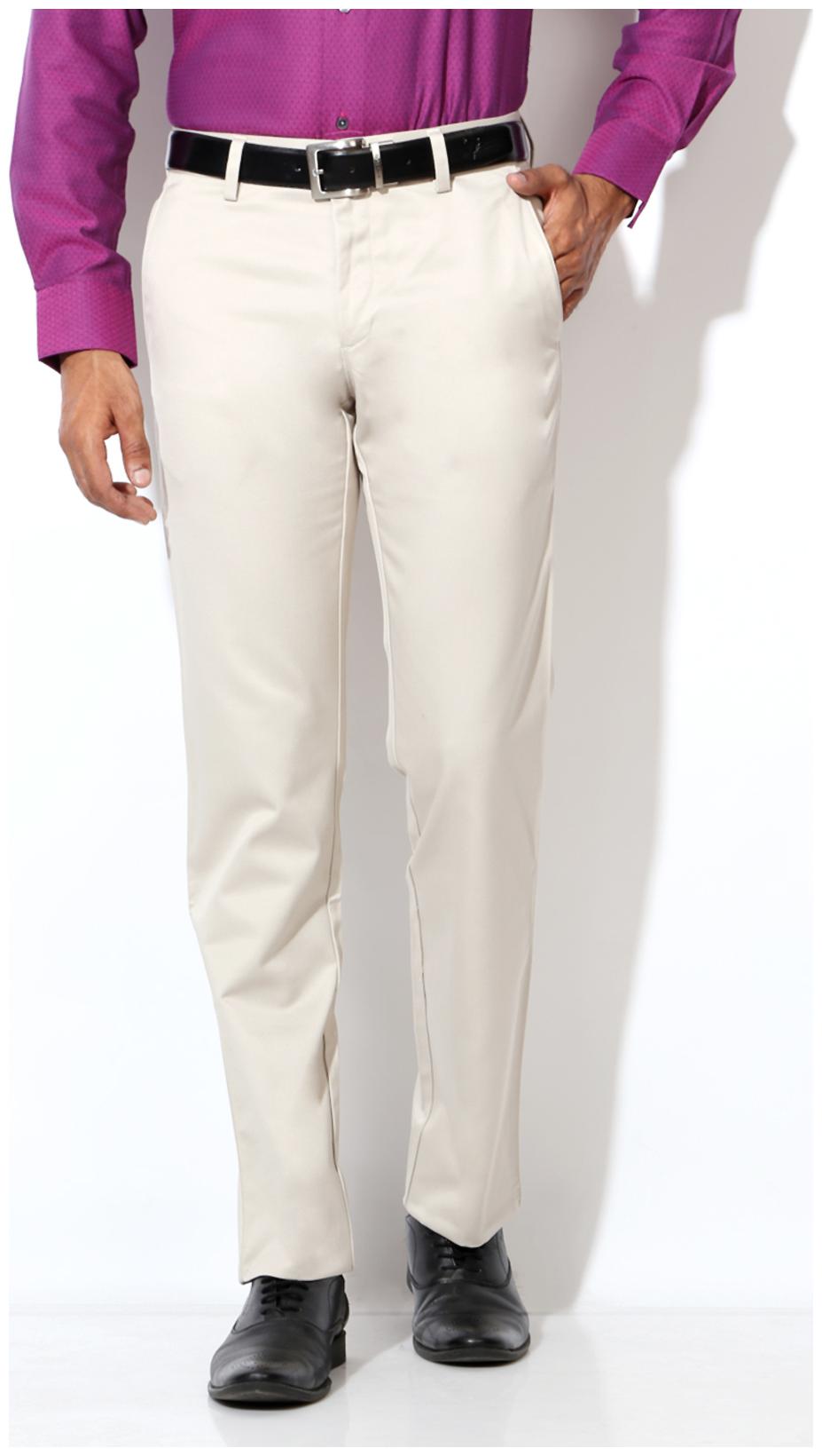 

Van Heusen Men White Solid Slim fit Regular trousers
