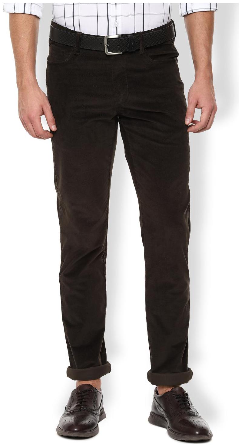 

Van Heusen Men Brown Textured Slim fit Regular trousers
