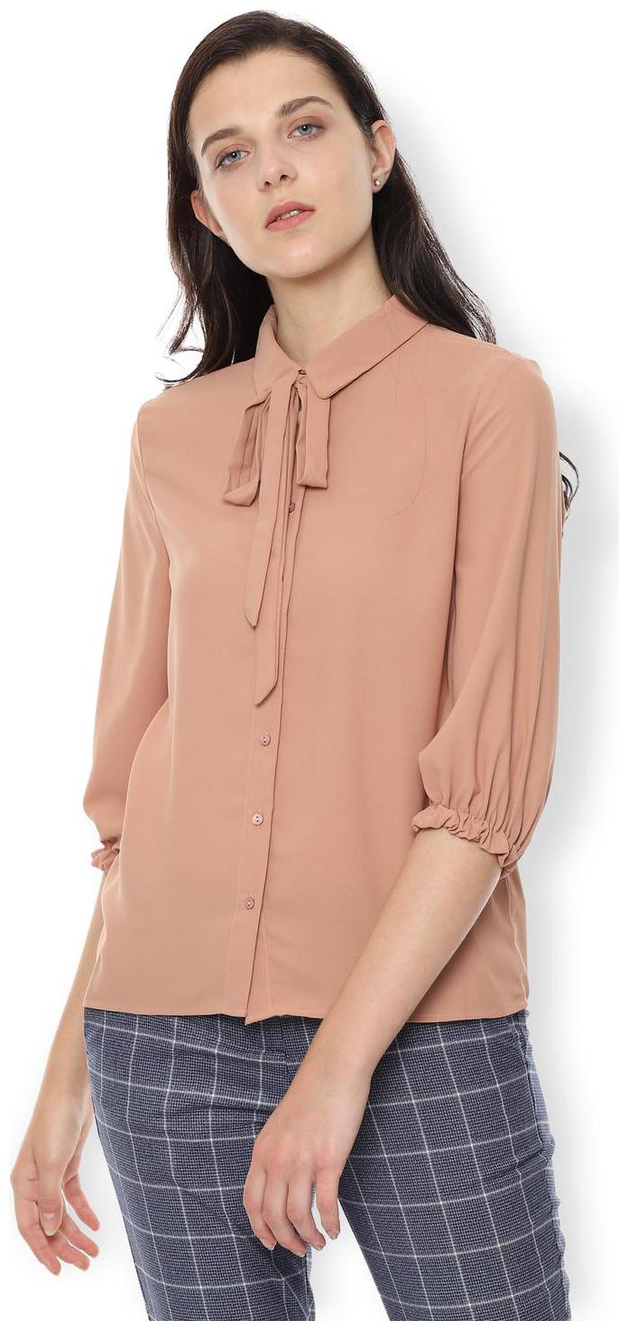 

Van Heusen Women Beige Solid Regular Fit Shirt