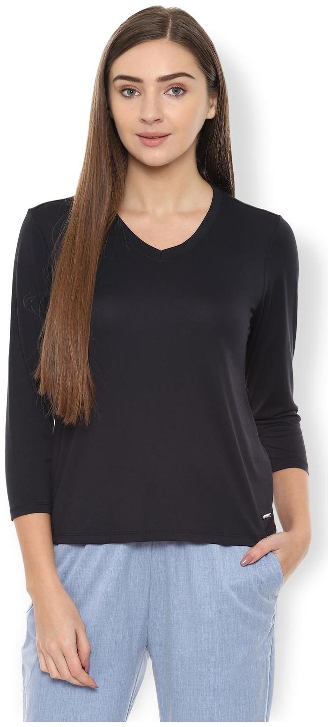 

Van Heusen Women Solid Regular top - Black