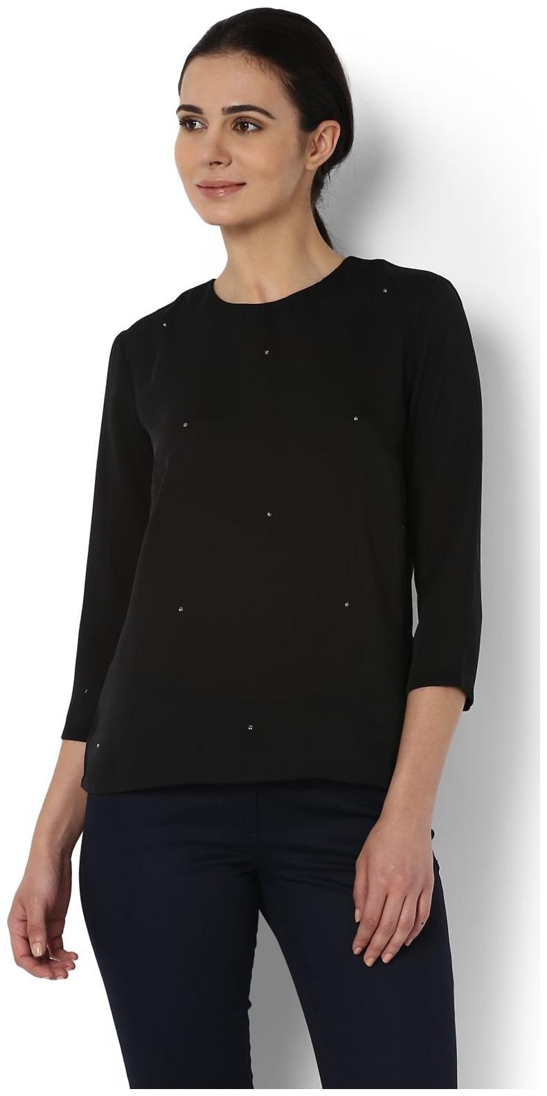 

Van Heusen Women Solid Regular top - Black