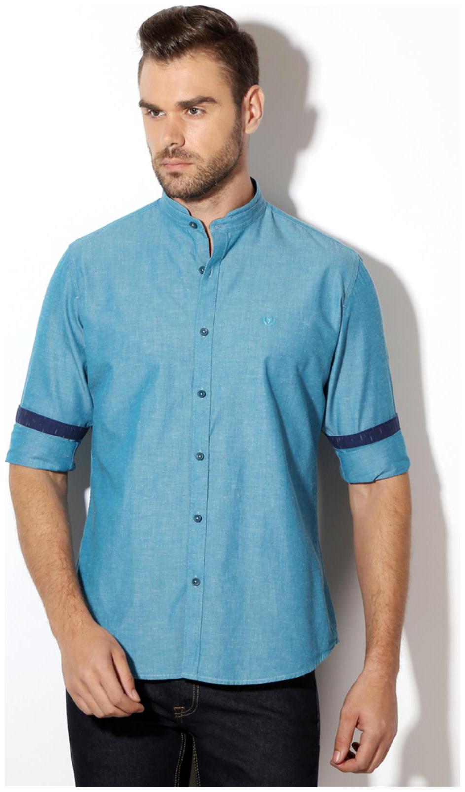 

Van Heusen Blue Cotton Slim Fit Leisure Sport Shirts