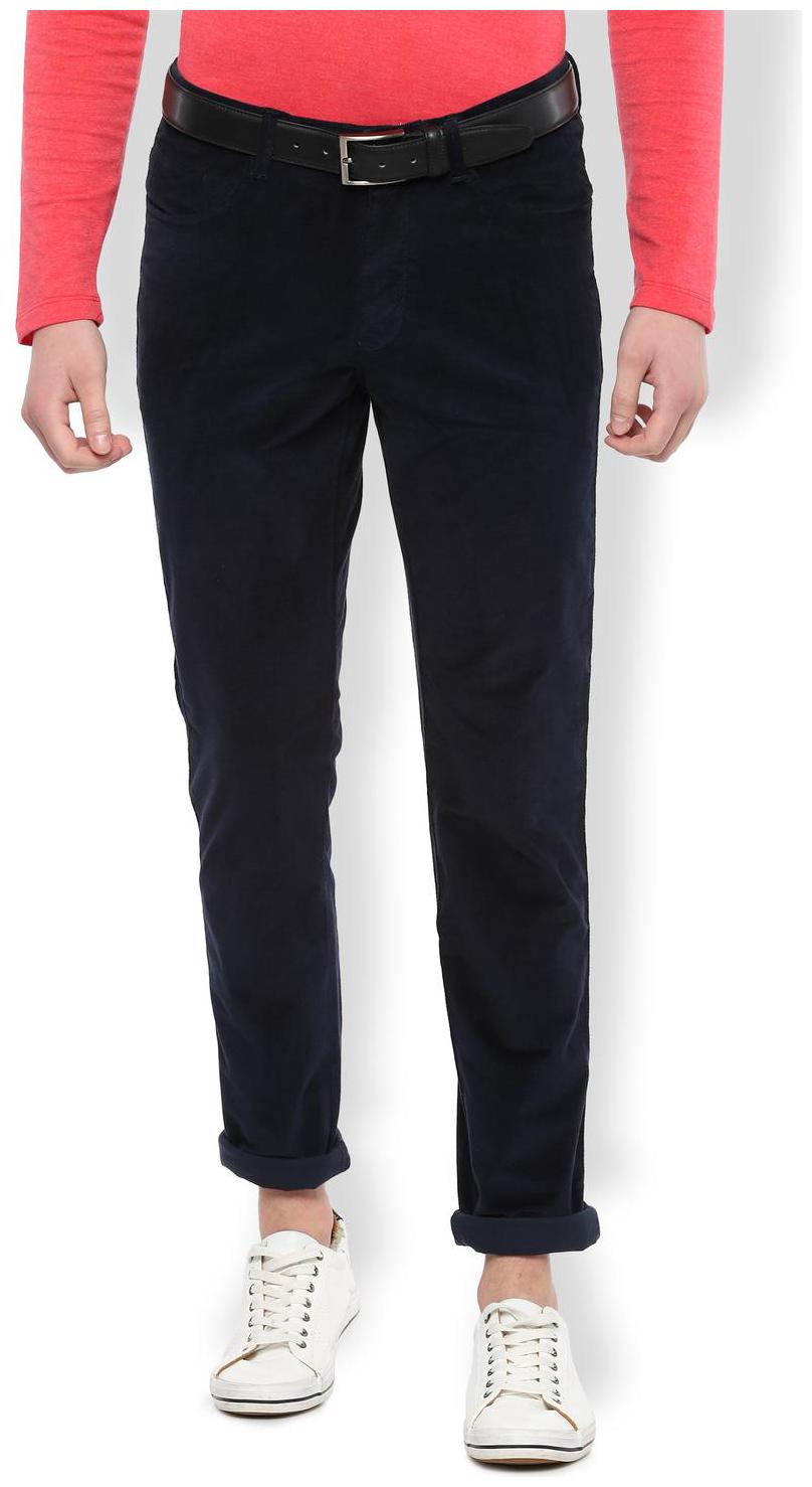 

Van Heusen Men Blue Textured Slim fit Regular trousers