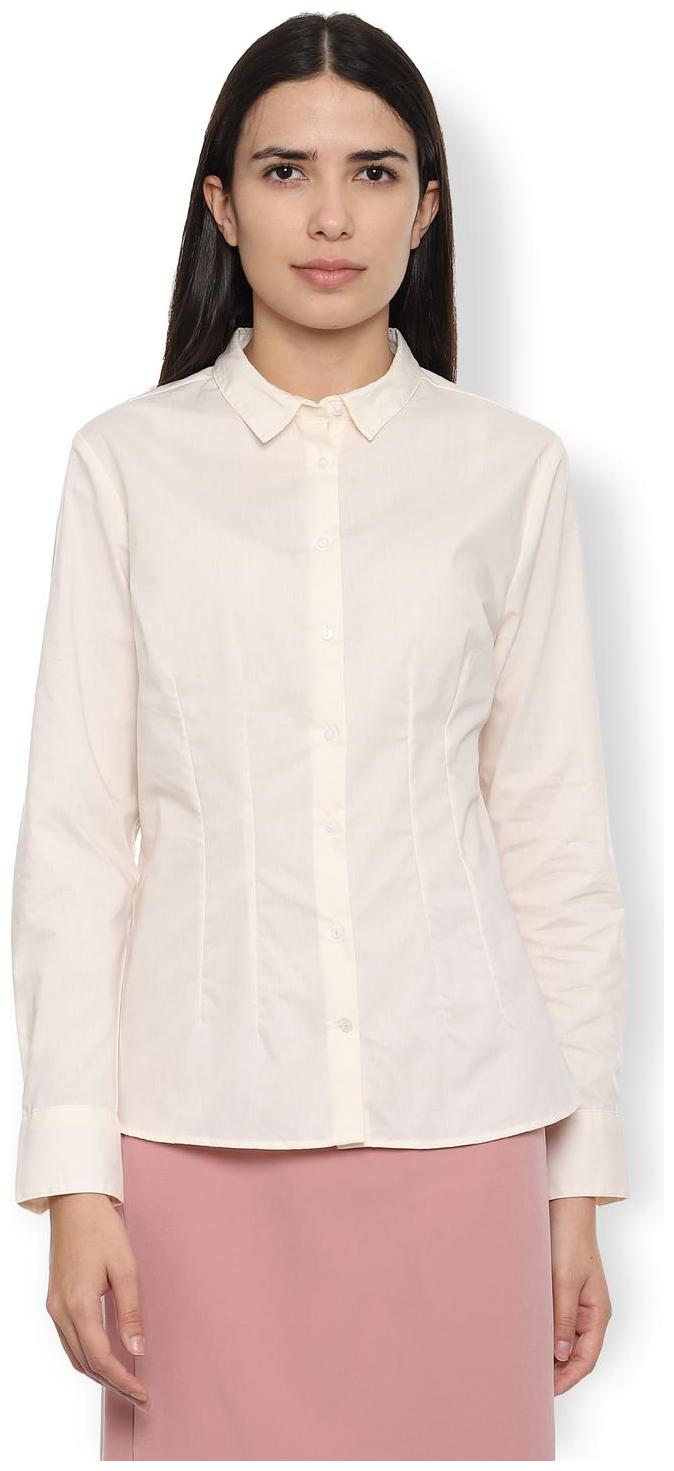 

Van Heusen Women Cream Solid Regular Fit Shirt