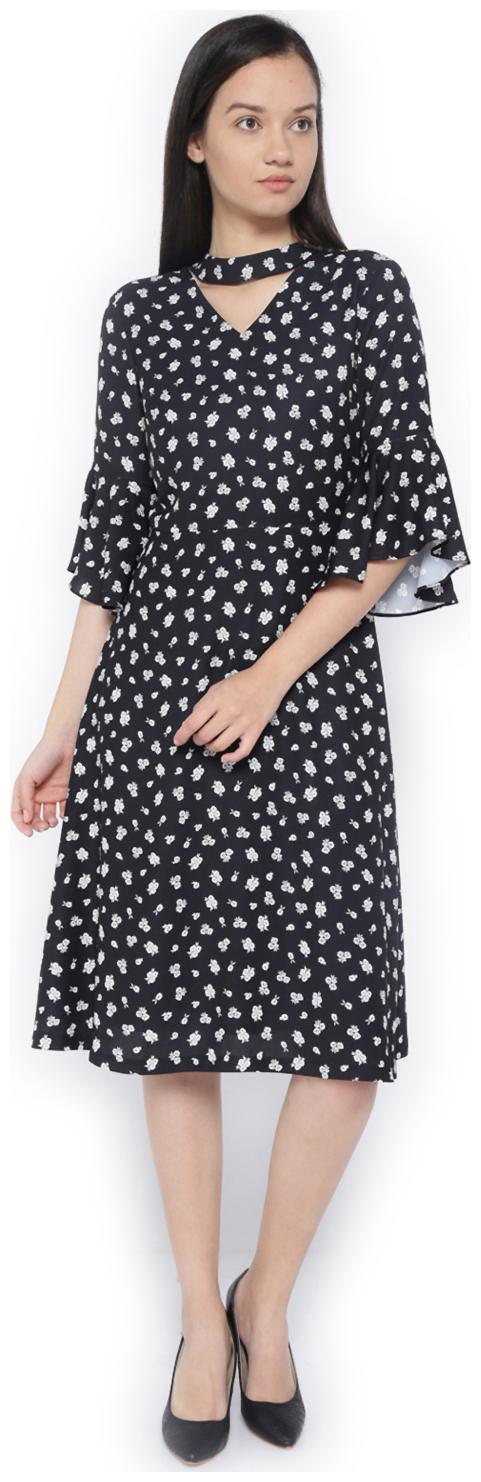 

Van Heusen Black Floral A-line dress