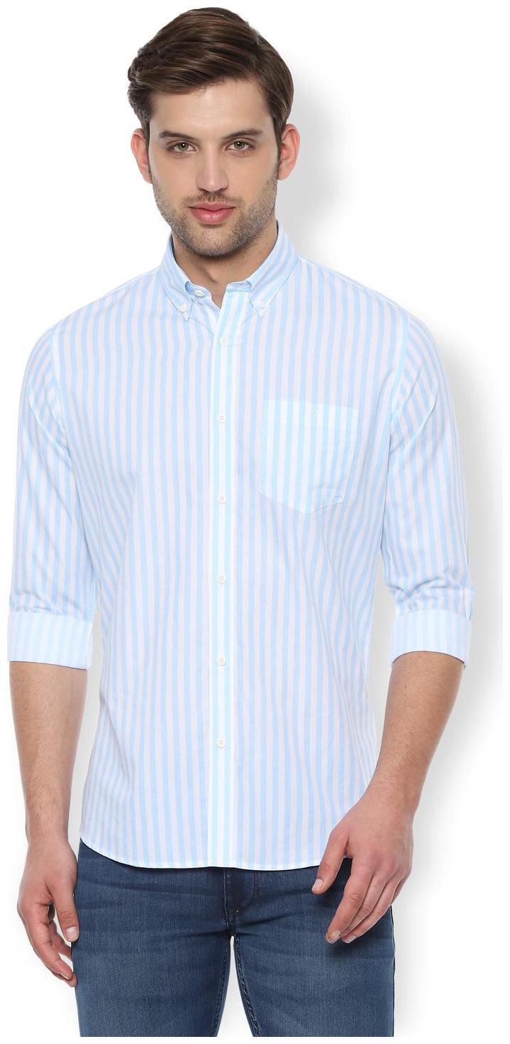 

Van Heusen Men Blue Vertical Stripes Slim Fit Casual Shirt