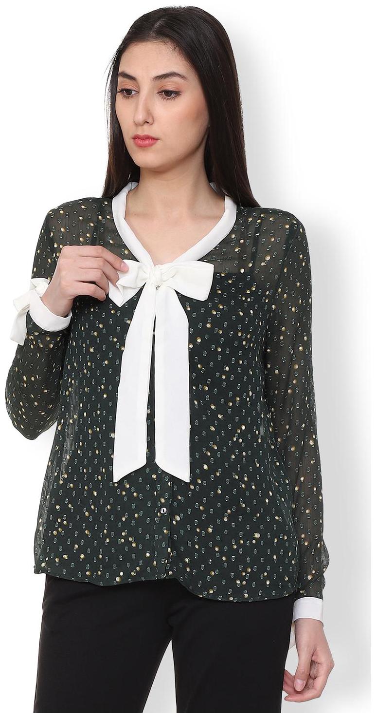 

Van Heusen Women Black Self Design Regular Fit Shirt