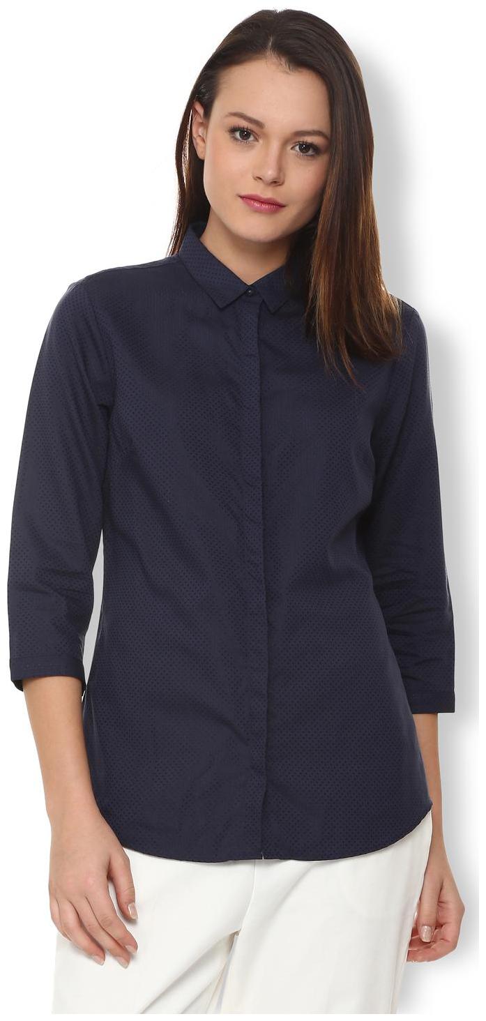 

Van Heusen Women Blue Printed Regular Fit Shirt