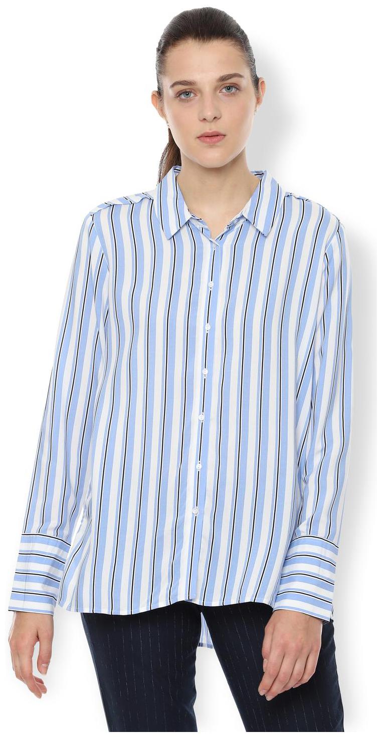 

Van Heusen Women Blue Striped Regular Fit Shirt