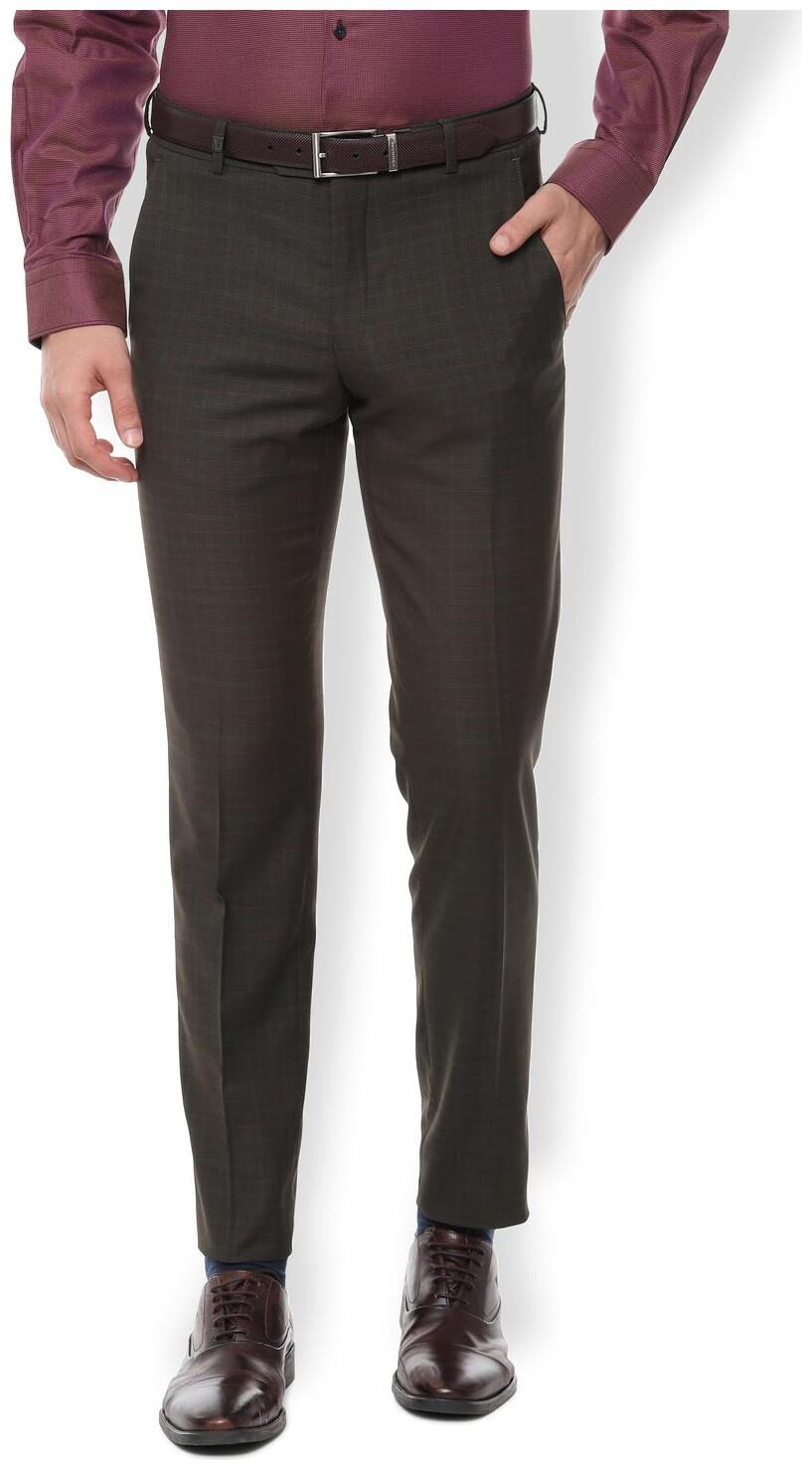 

Van Heusen Men Checked Slim Fit Formal Trouser - Brown