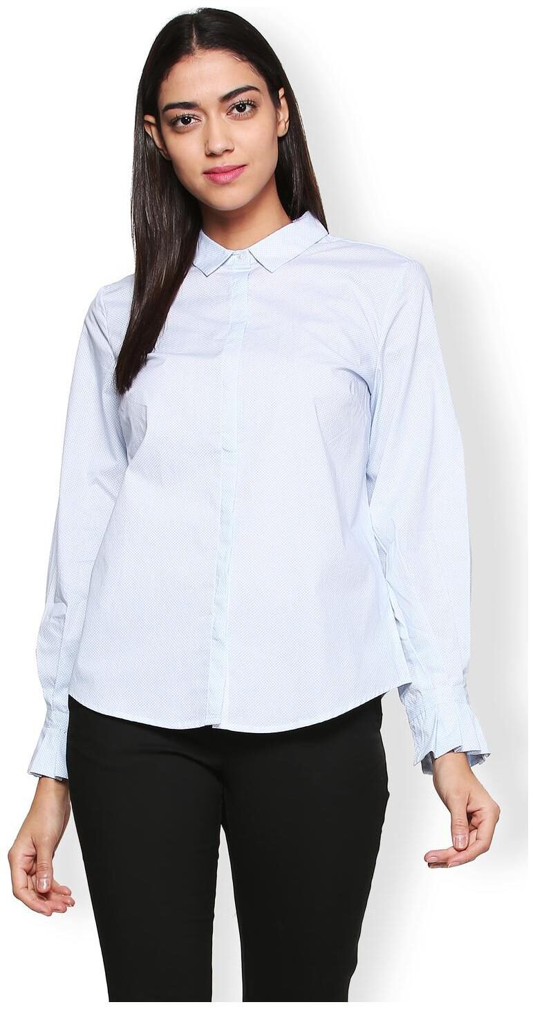 

Van Heusen Women Blue Printed Regular Fit Shirt
