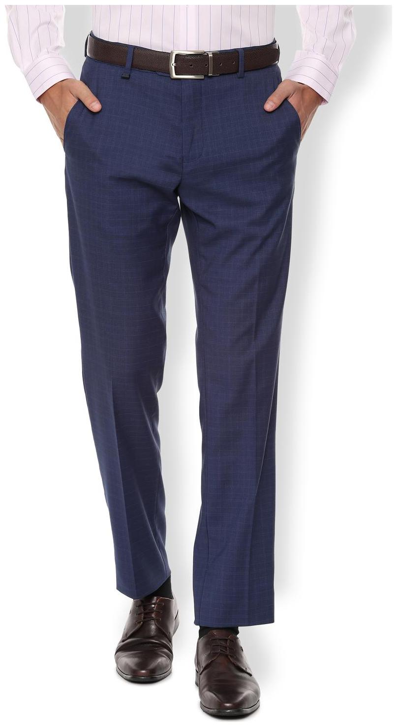

Van Heusen Men Checked Slim Fit Formal Trouser - Blue