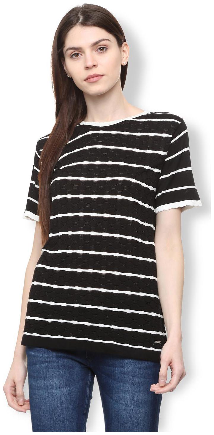 

Van Heusen Women Striped Regular top - Black
