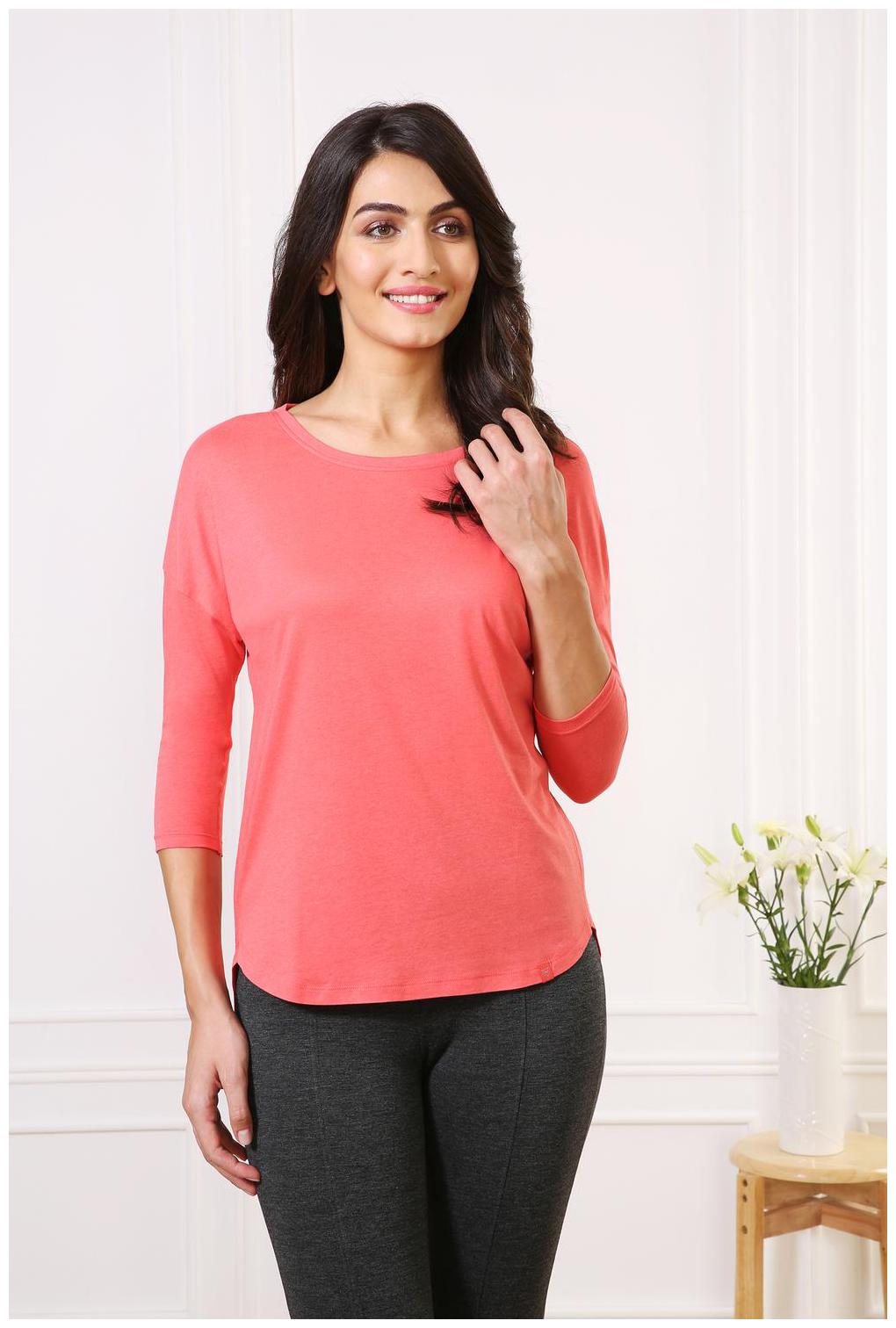 

Van Heusen Women Red Loose fit Round neck Blended T shirt