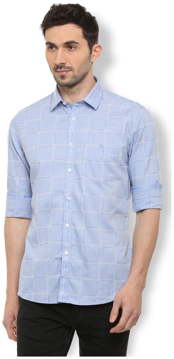 

Van Heusen Men Blue Checked Slim Fit Casual Shirt