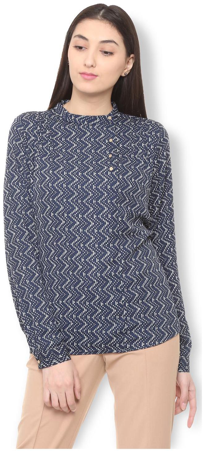 

Van Heusen Women Blue Printed Regular Fit Shirt
