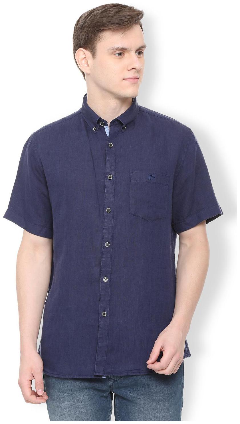 

Van Heusen Men Blue Weaved Slim Fit Casual Shirt