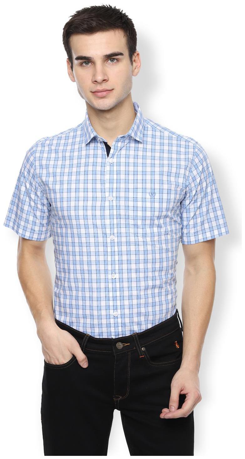 

Van Heusen Men Blue Checked Slim Fit Casual Shirt