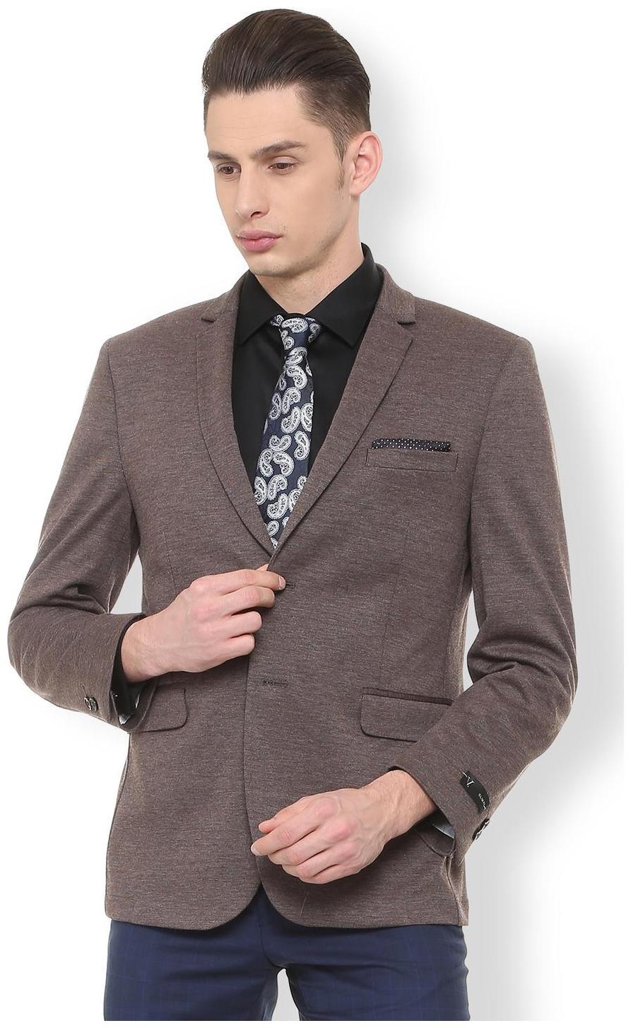 

Van Heusen Men Brown Textured Slim fit Single Breasted Blazer
