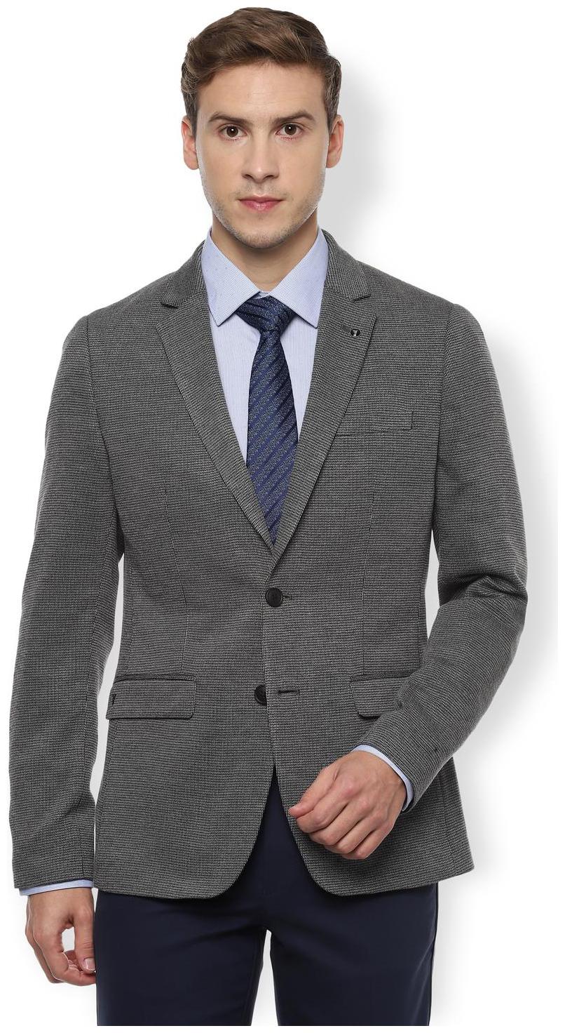 

Van Heusen Men Grey Textured Slim fit Single Breasted Blazer