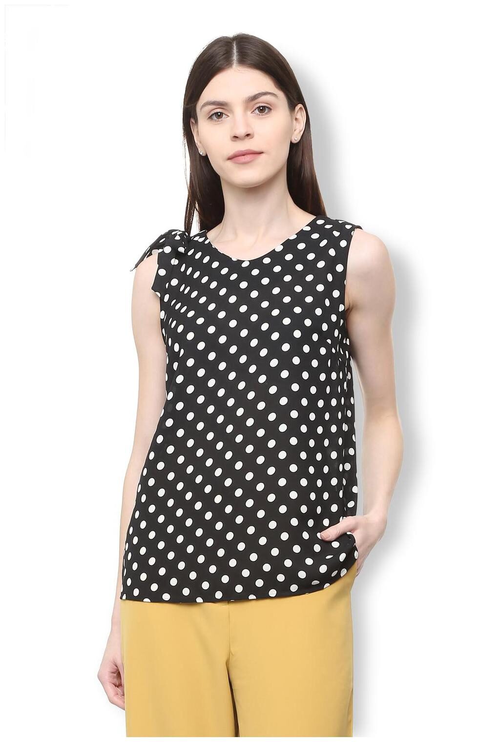 

Van Heusen Women Black Regular fit Round neck Polyester T shirt