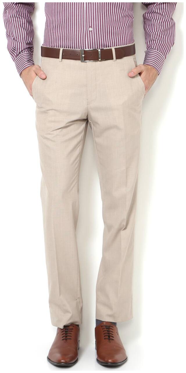 Van Heusen Men Solid Slim Fit Formal Trouser - Beige