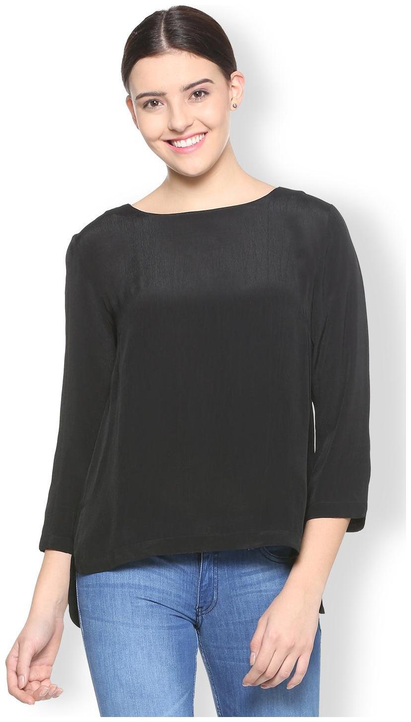 

Van Heusen Women Solid Regular top - Black