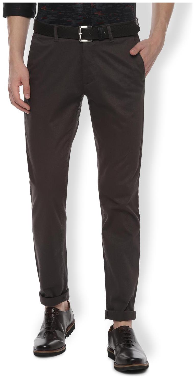 

Van Heusen Men Brown Textured Slim fit Regular trousers