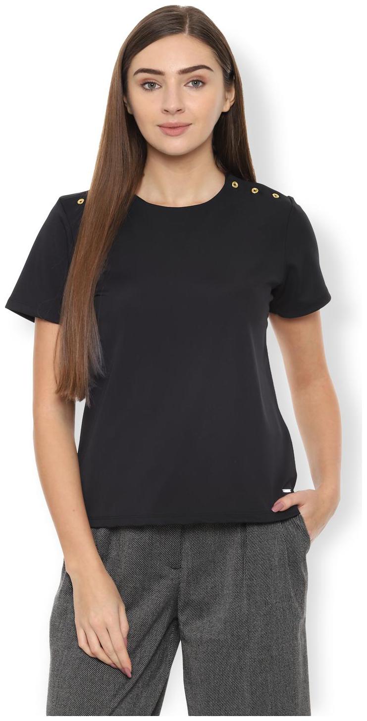 

Van Heusen Women Solid Regular top - Black