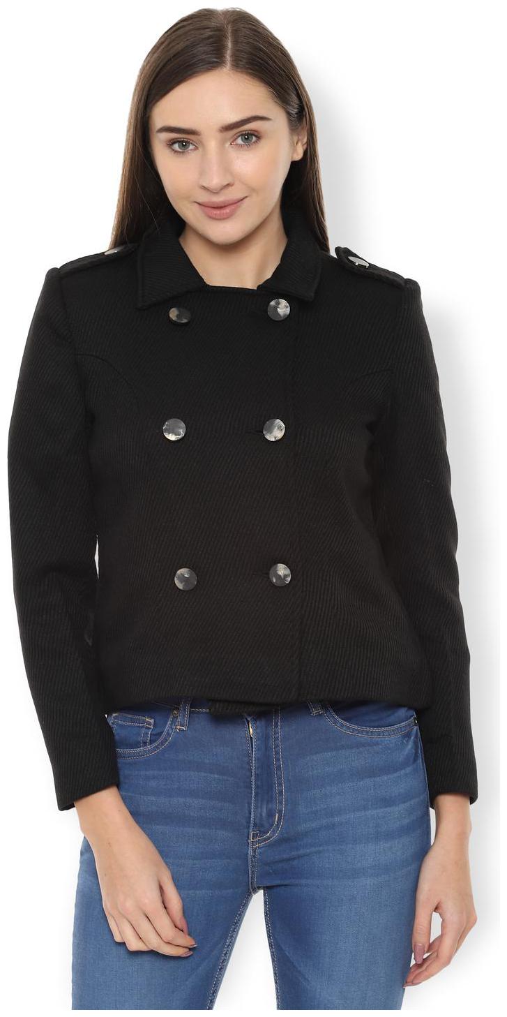 

Van Heusen Women Self Design Regular Jacket - Black