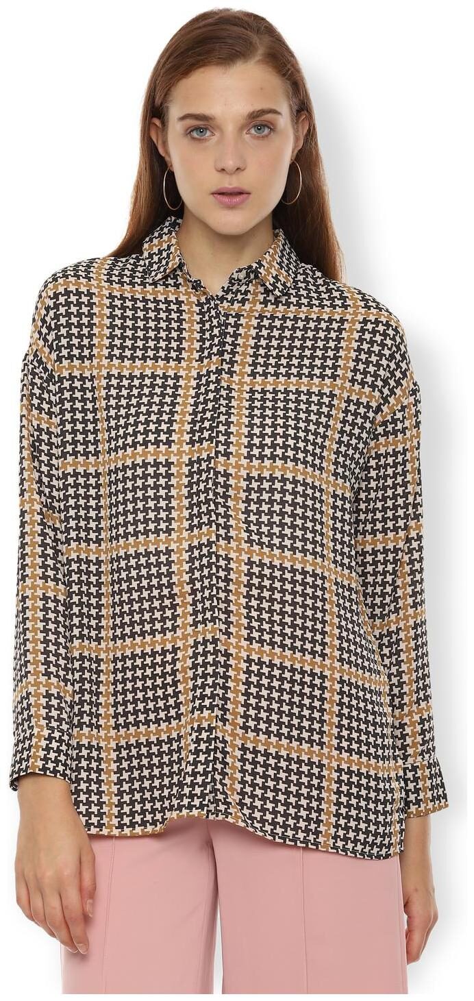 

Van Heusen Women Black Printed Regular Fit Shirt