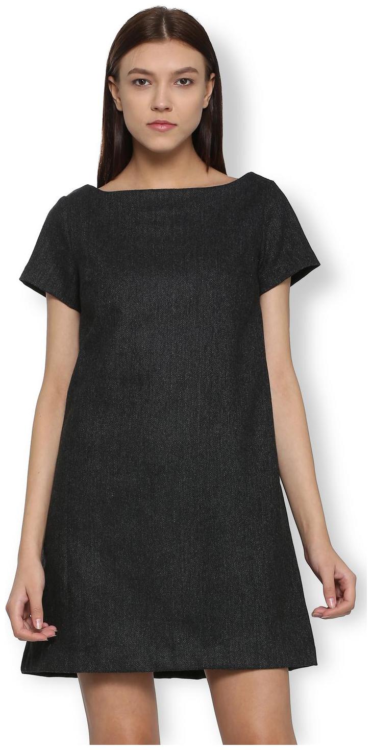 

Van Heusen Black Self design A-line dress