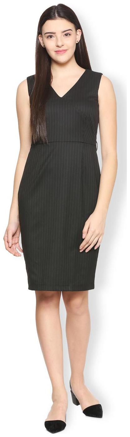 

Van Heusen Black Striped A-line dress