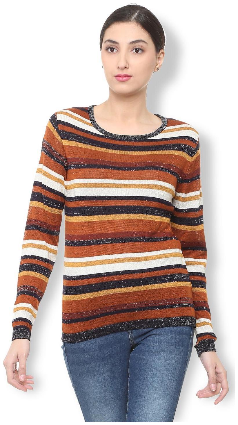 

Van Heusen Women Striped Regular top - Brown