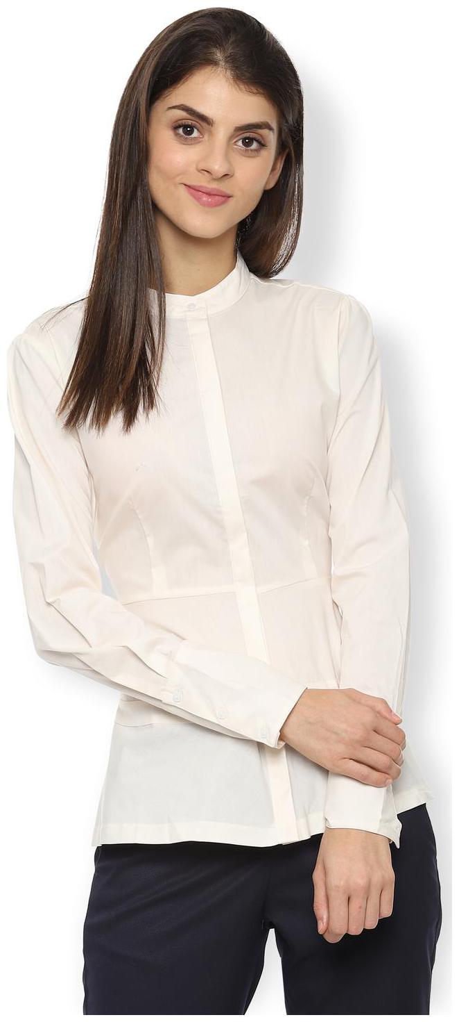

Van Heusen Women Cream Solid Regular Fit Shirt
